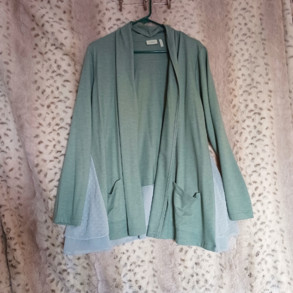 LOGO Lori Goldstein Open Front Cardigan
